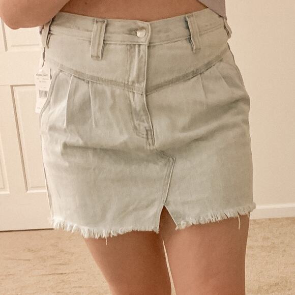 Free People Sidecar Frayed Denim Mini Skirt NWT 30 - Picture 2 of 10